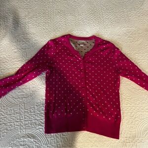 Banana Republic Fuchsia Polka Dot Cardigan